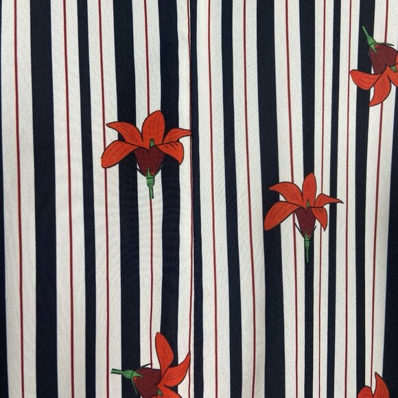 ELOQUII Black White Striped Red Floral Boho Midi Dress Sz 22 Cottagecore Ruffle - Picture 8 of 16